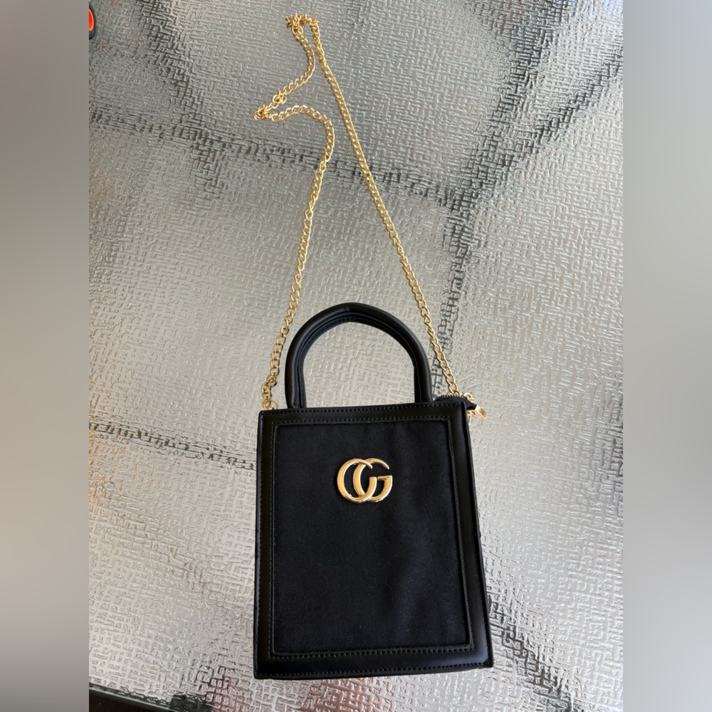 Black Women's Leather Chain Handle Crossbody Bag